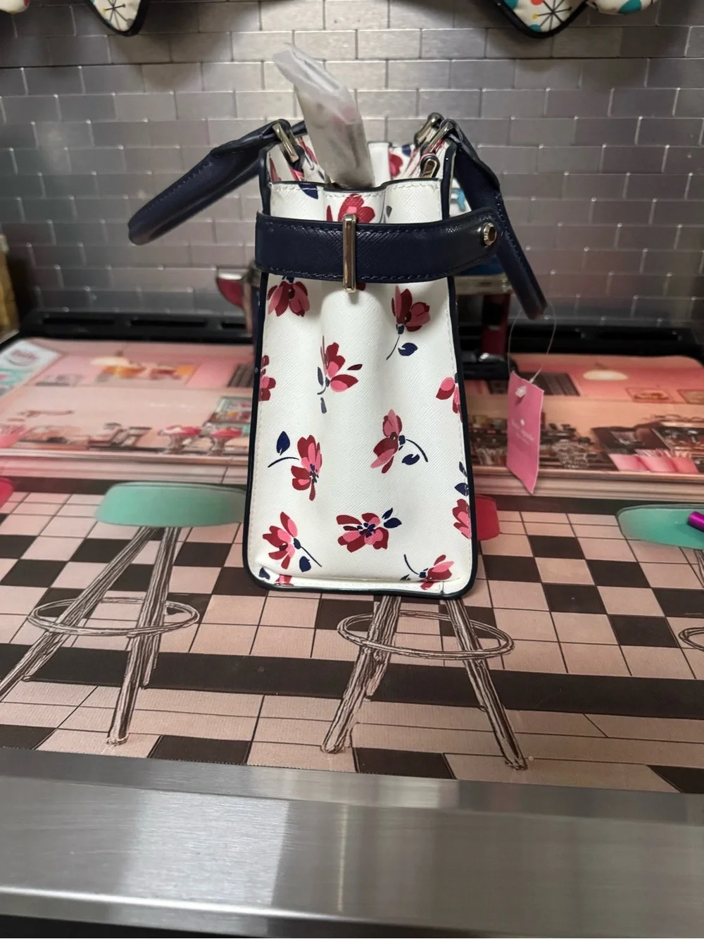 NWT Kate Spade Staci Tea Garden Medium Satchel Floral Crossbody Bag